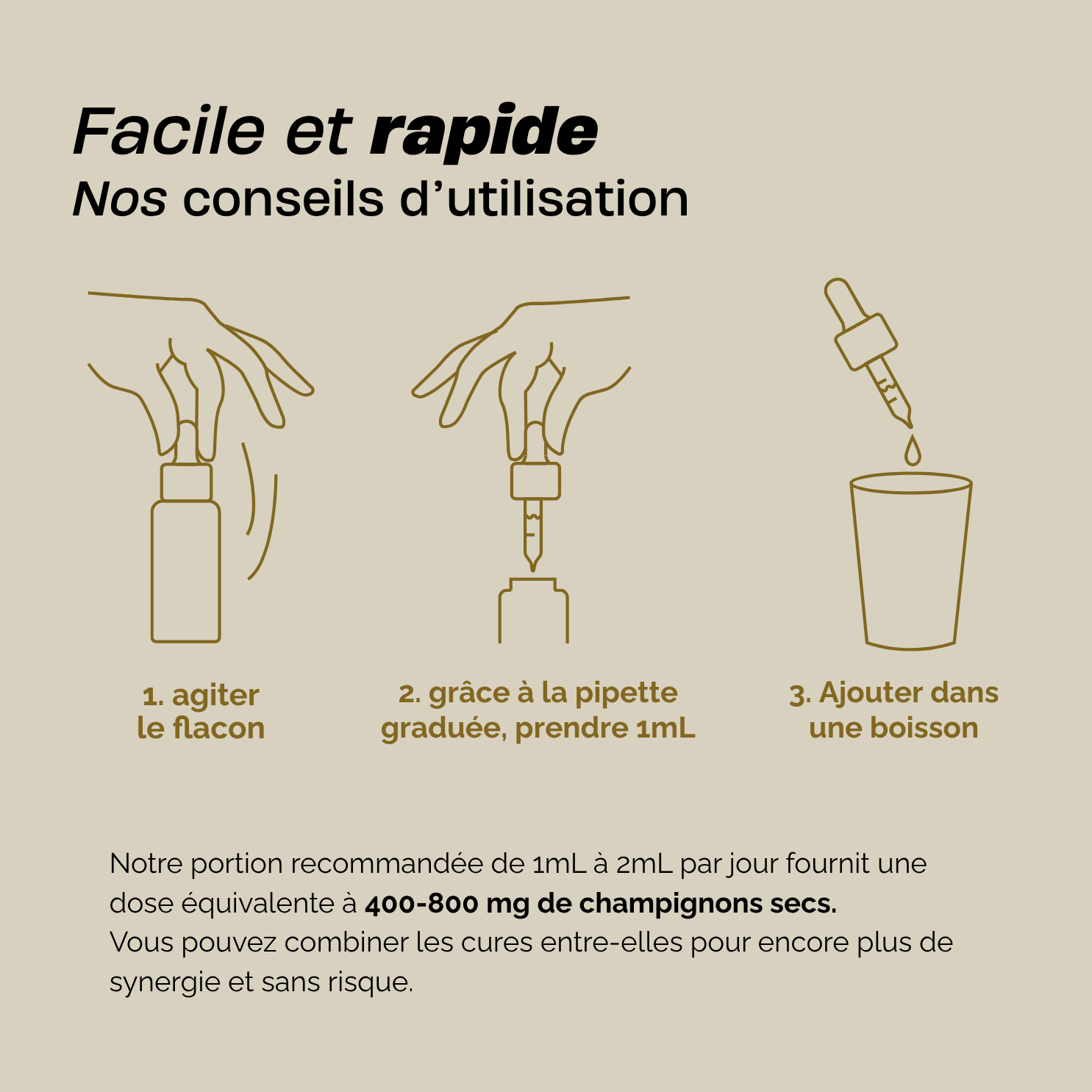 Pack Puissance Champignons. 4 fioles